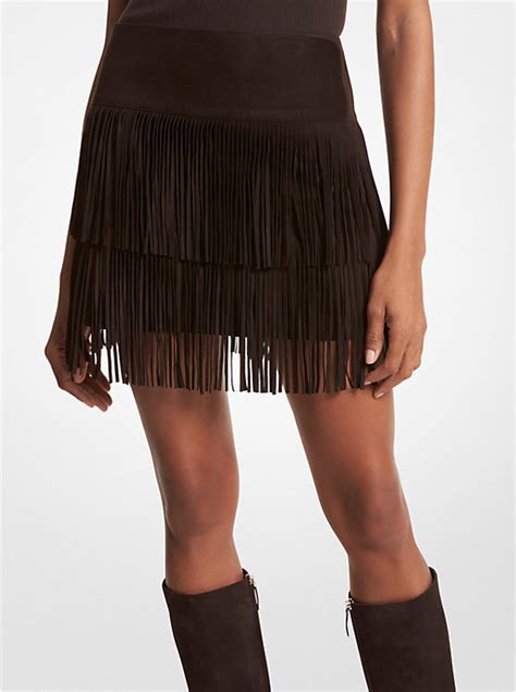 black michael kors suede fringe|Bonded Suede Fringe Skirt .